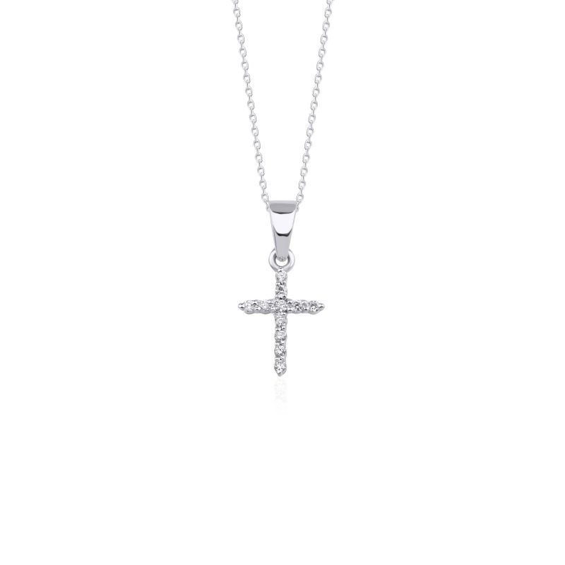 0.13ct Natural Diamond and Solid Gold Cross Necklace