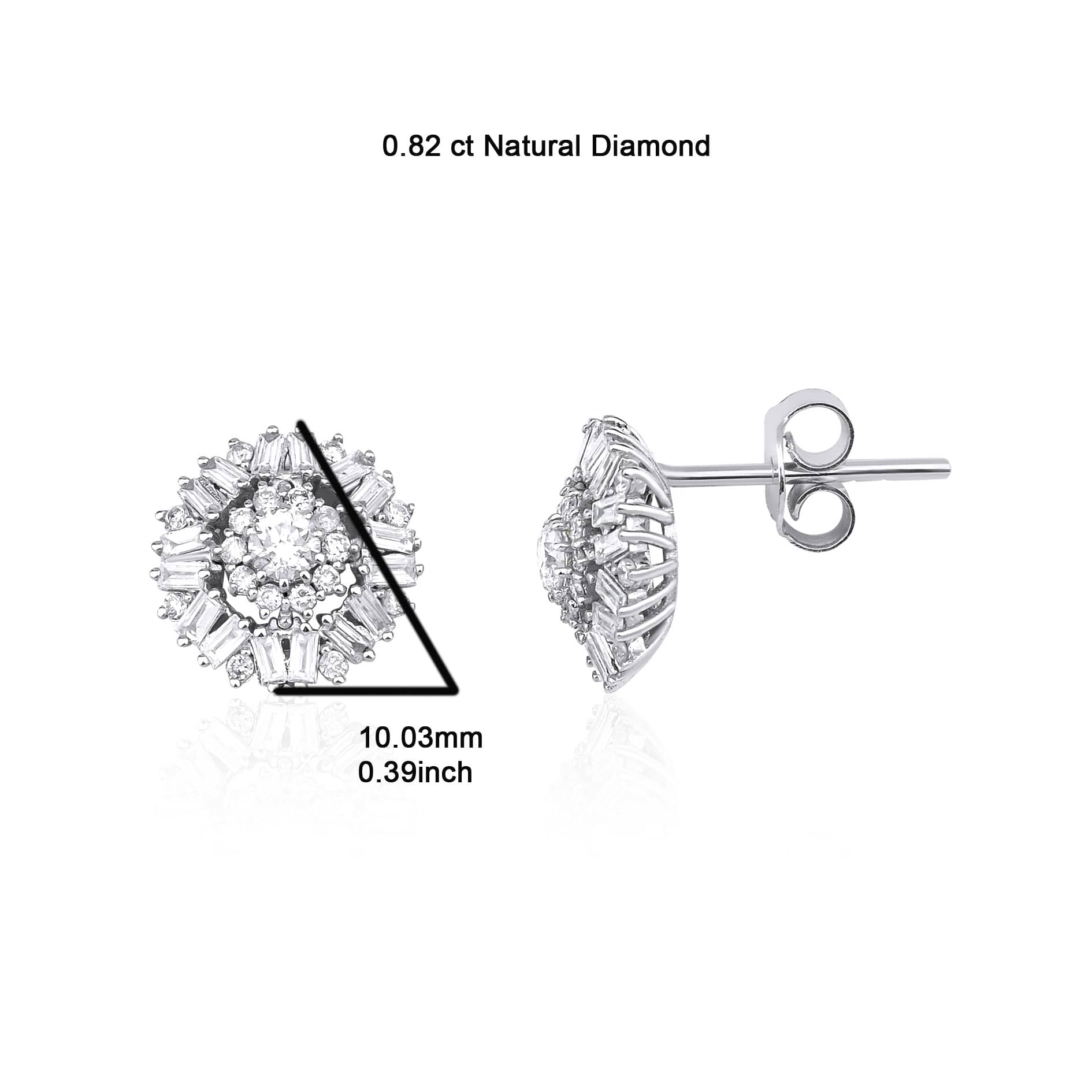 Baguette Diamond Cluster Stud 0.83ct Earrings