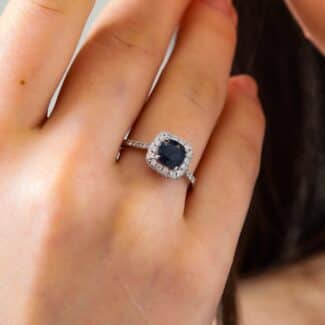 Blue Sapphire Micro Pave 1.25ct Diamond Ring