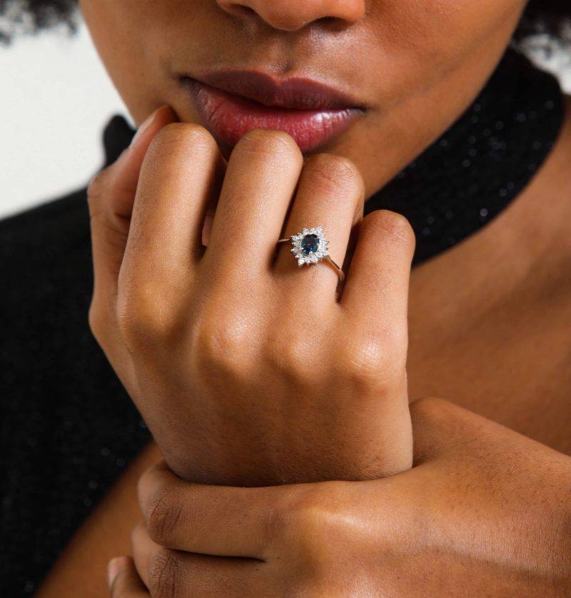 Blue Sapphire And Diamond 0.80ct Ring