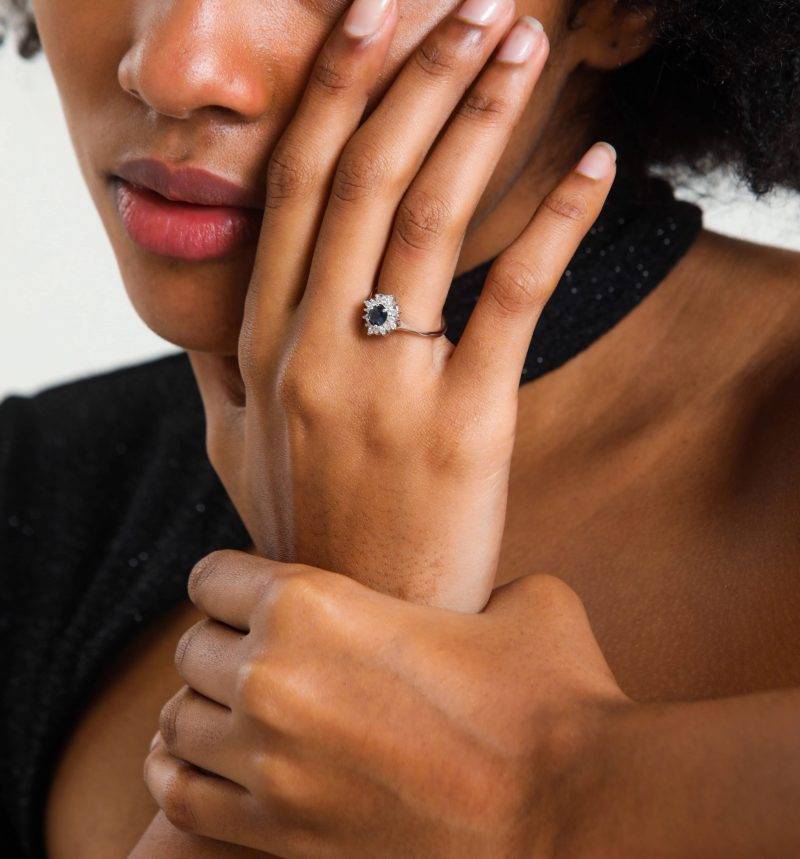 Blue Sapphire And Diamond 0.80ct Ring