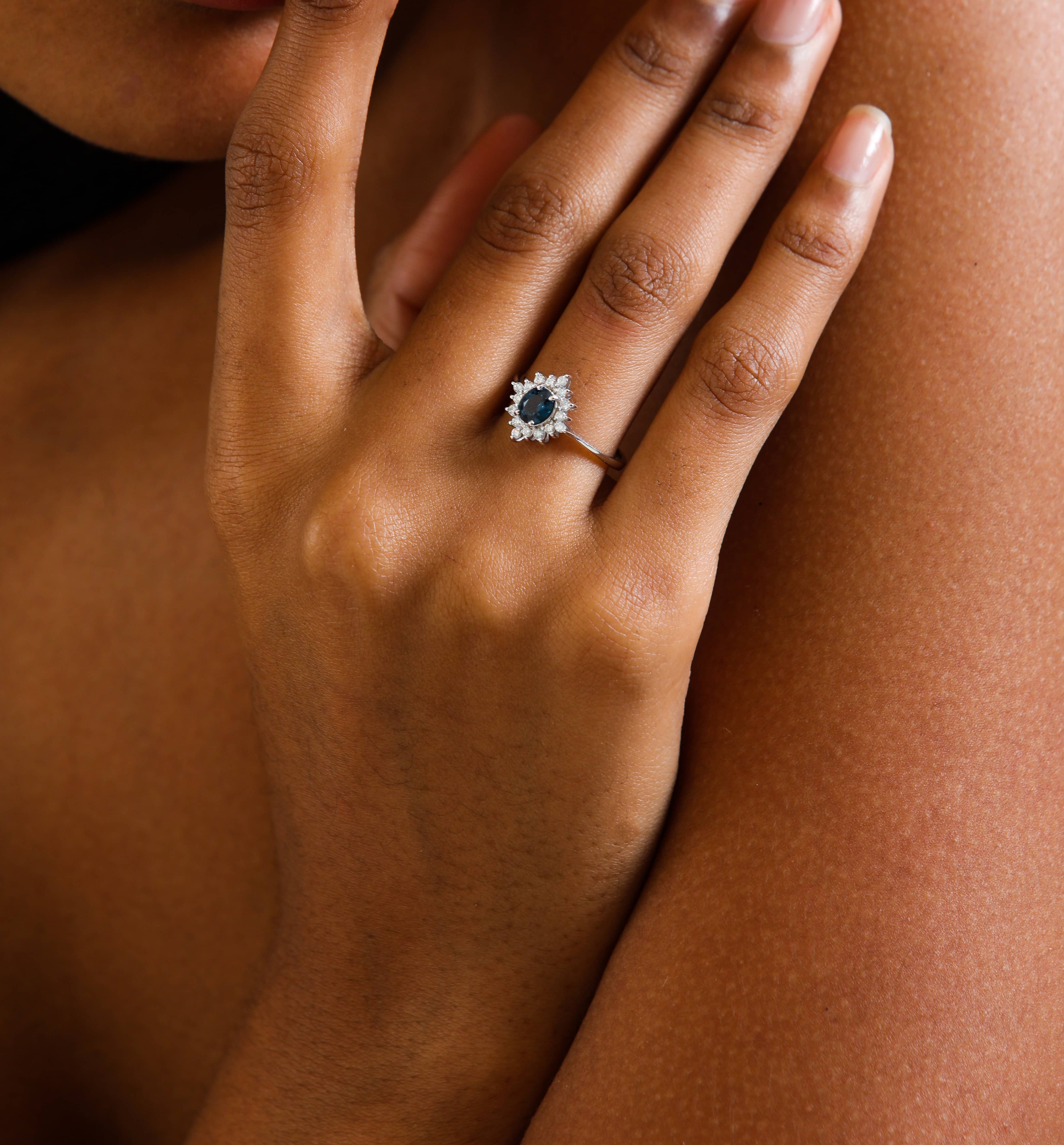 Blue Sapphire And Diamond 0.80ct Ring