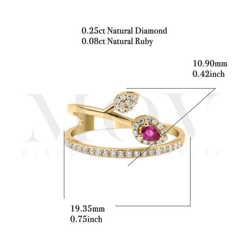 Ruby And Diamond Flower 0.33ct Ring