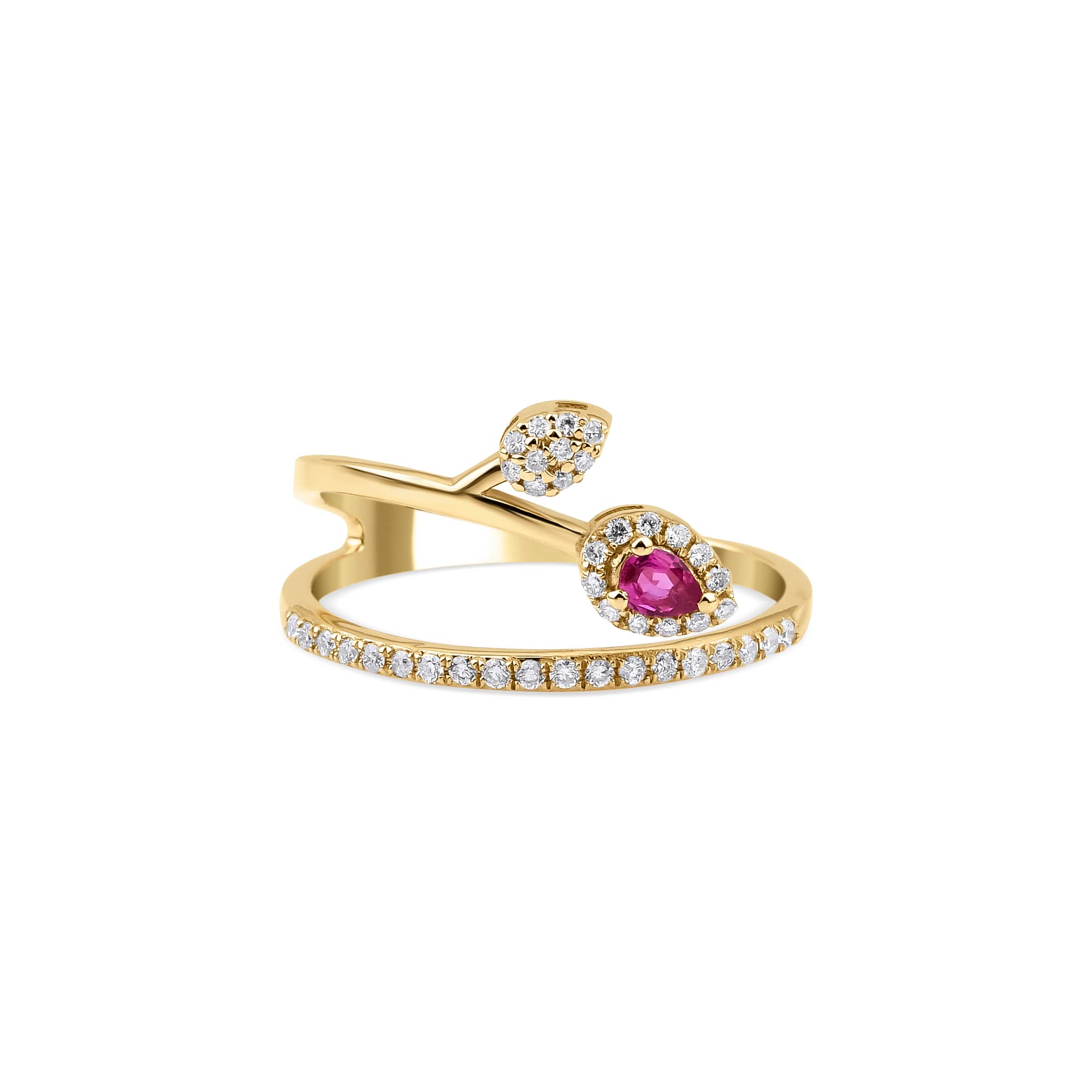 Ruby And Diamond Flower 0.33ct Ring