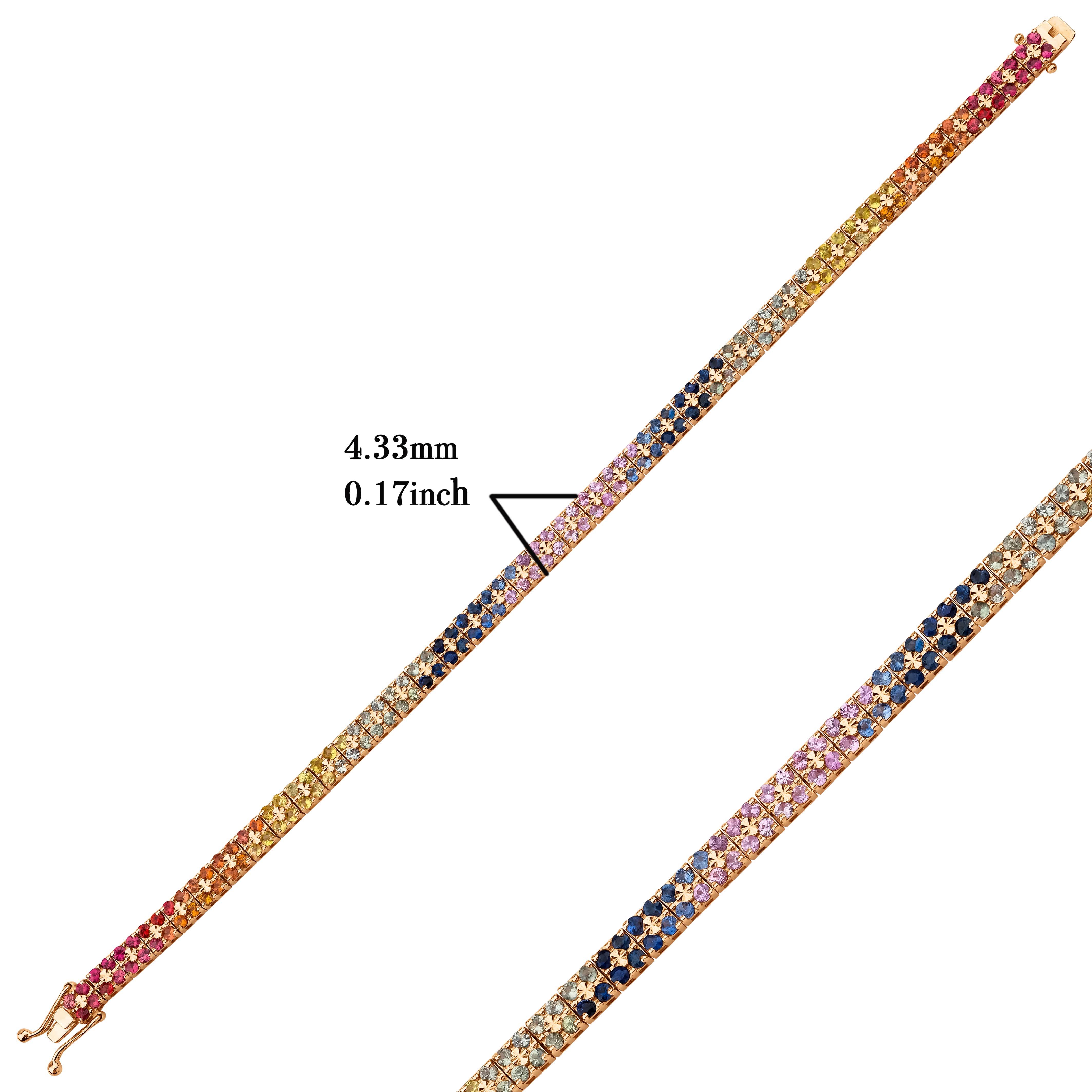 Multicolor Sapphire 'Tetris' 5.80ct Bracelet