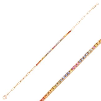 Rainbow Sapphire Diamond 1.05ct Bracelet