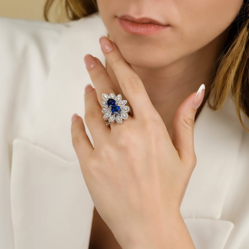 Sapphire And Diamond Cocktail 6.10ct Ring