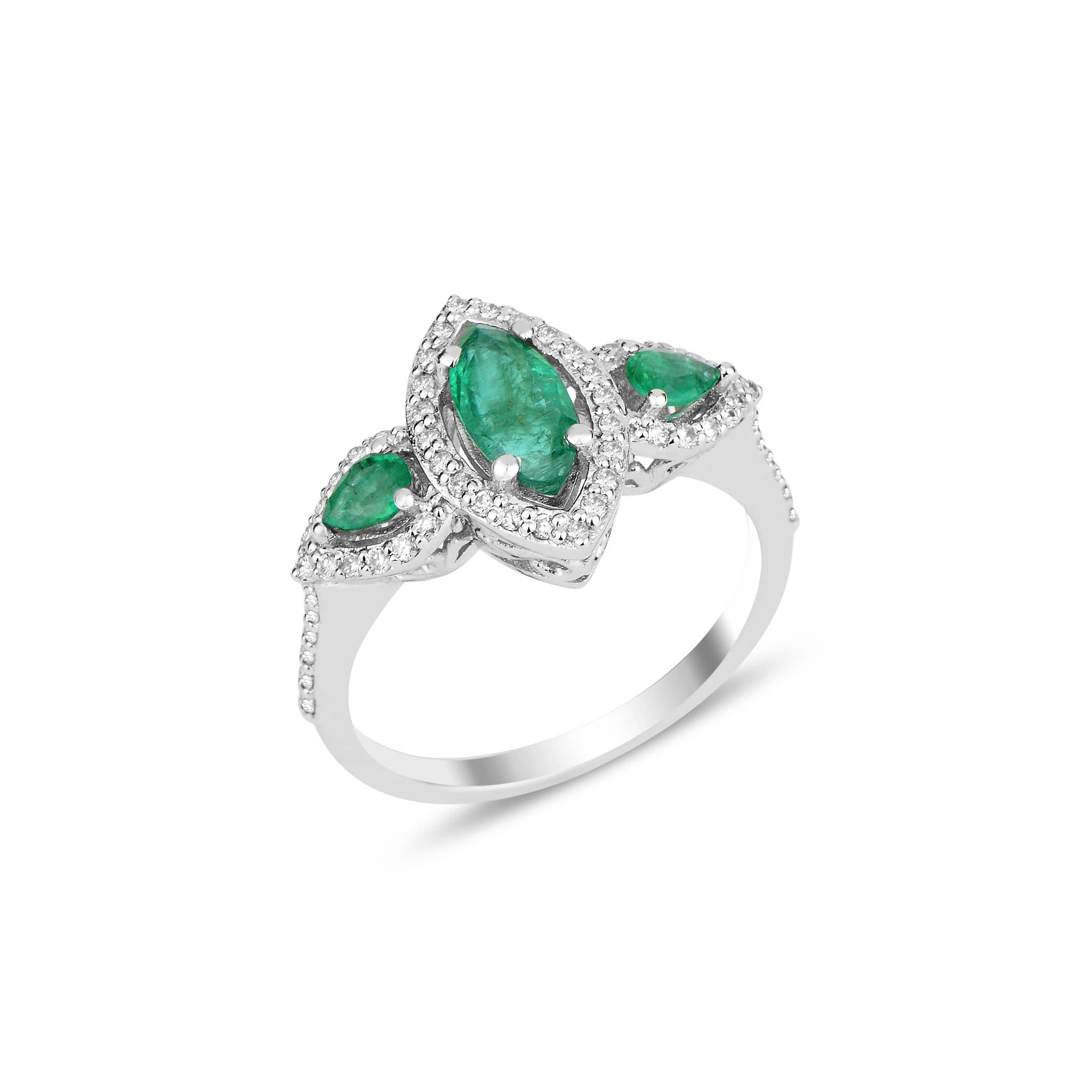 Marquise Emerald And Diamond 1.15ct Ring
