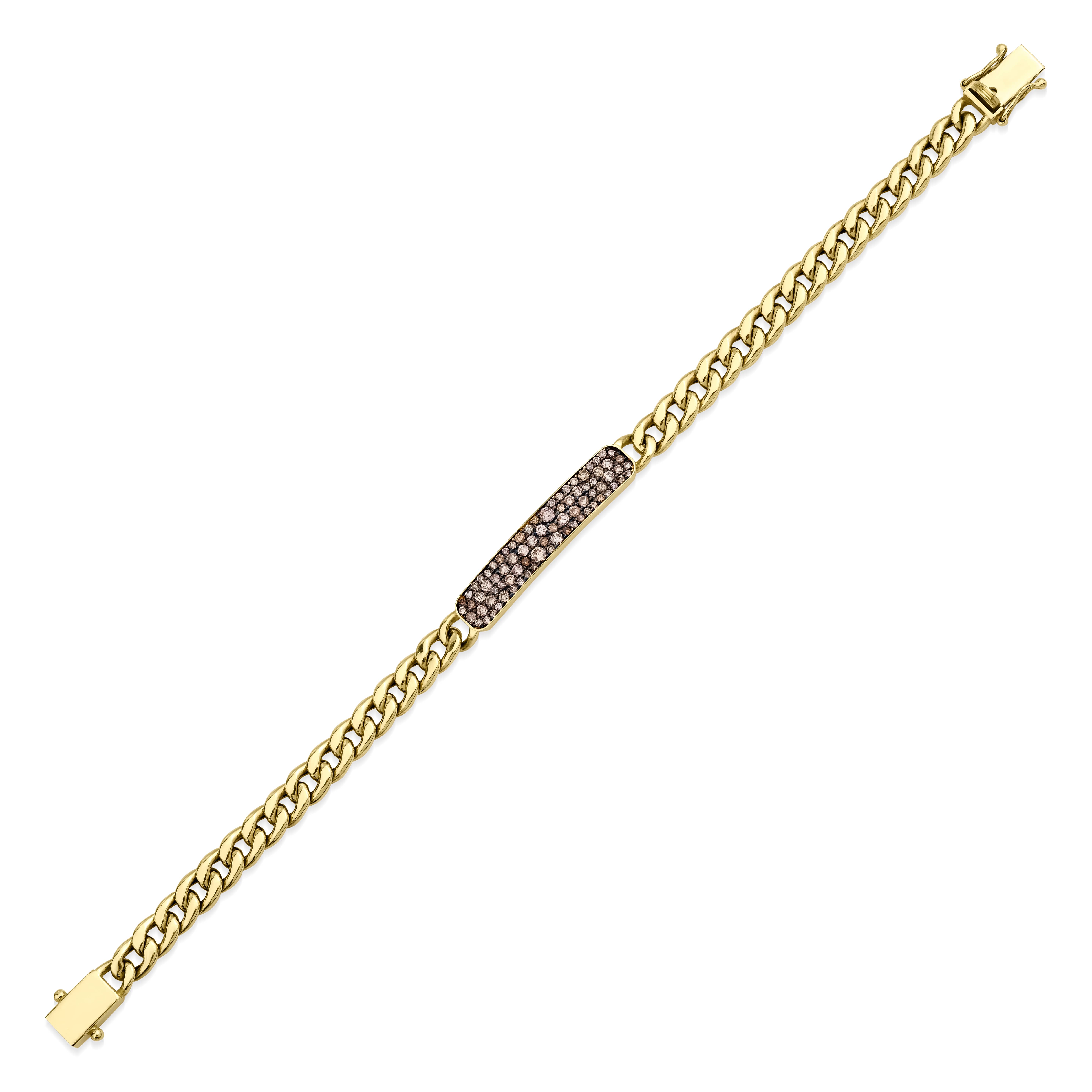 Champagne Diamond Solid Link Chain 0.62ct Bracelet