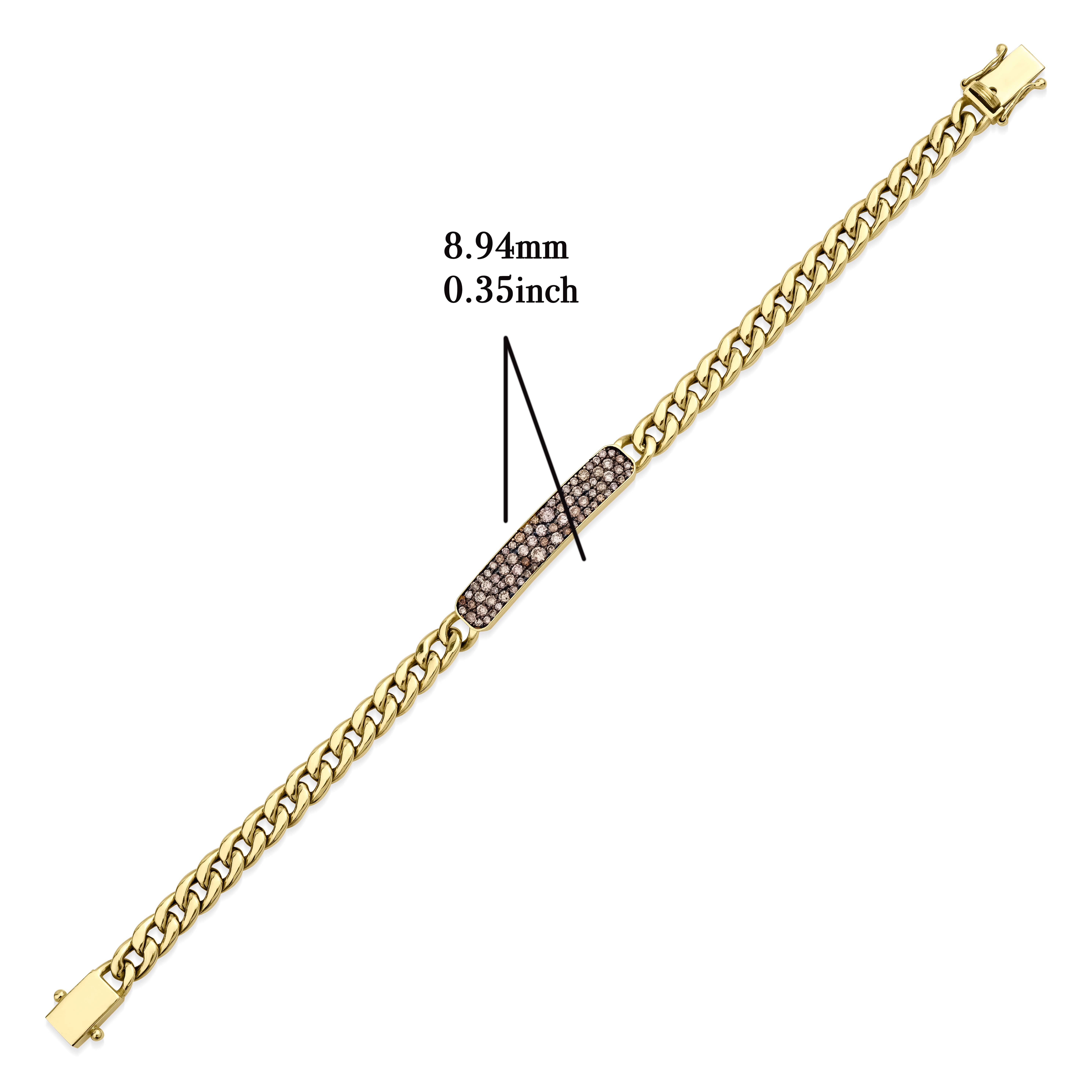 Champagne Diamond Solid Link Chain 0.62ct Bracelet
