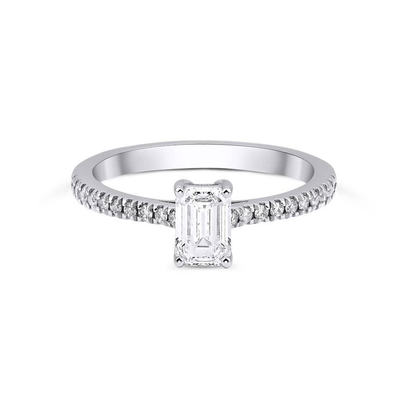 Emerald Cut Diamond Engagement 0.90ct Ring