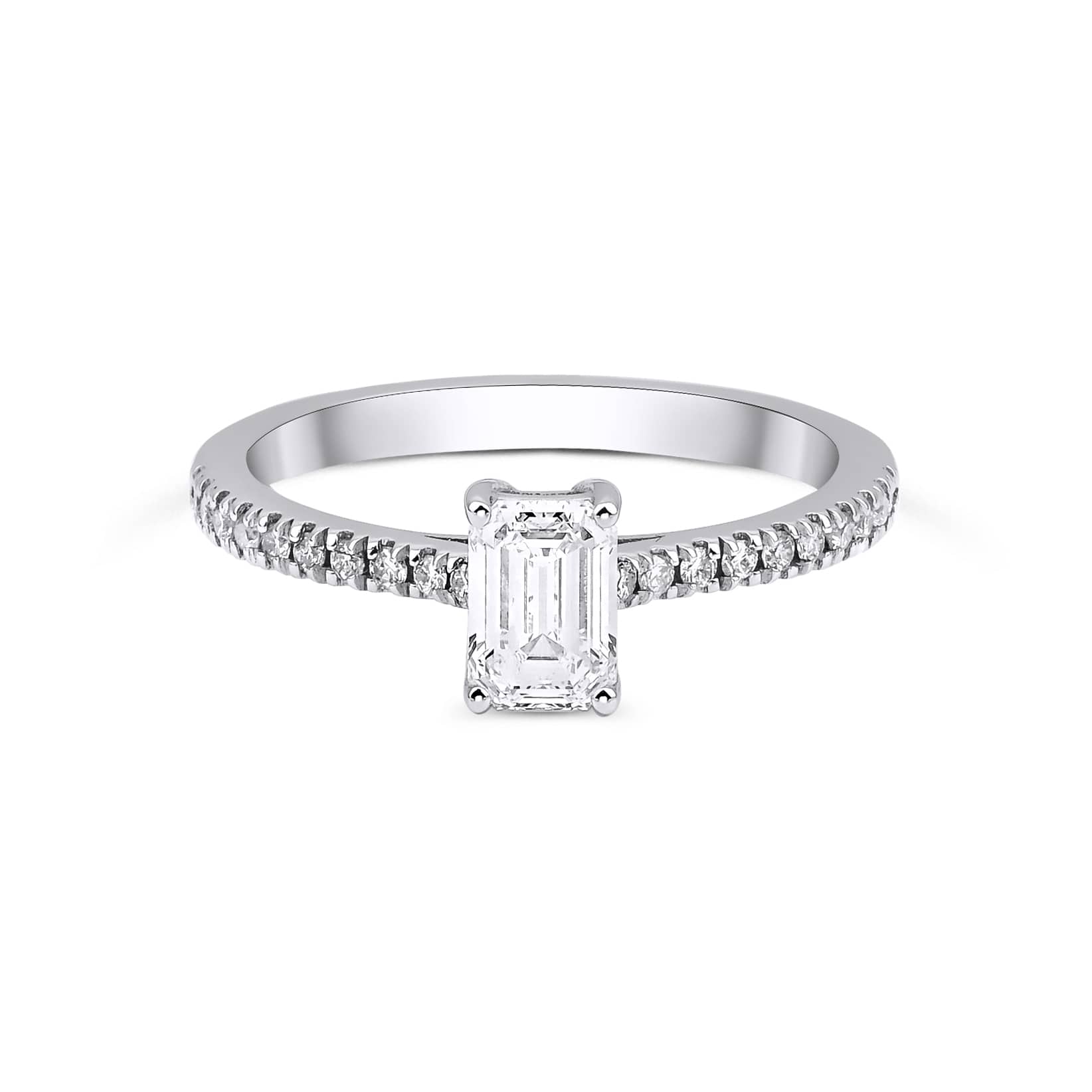 Emerald Cut Diamond Engagement 0.90ct Ring