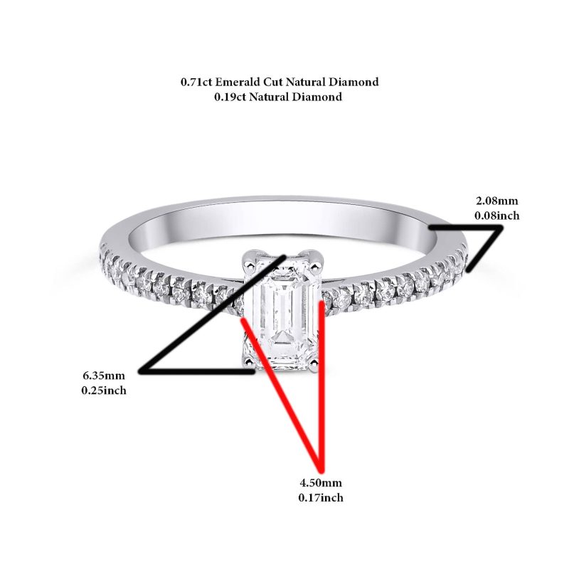 Emerald Cut Diamond Engagement 0.90ct Ring