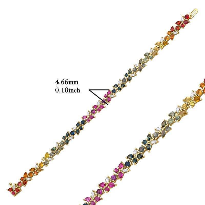 Multicolor Sapphire And Diamond Flower 9.80ct Bracelet