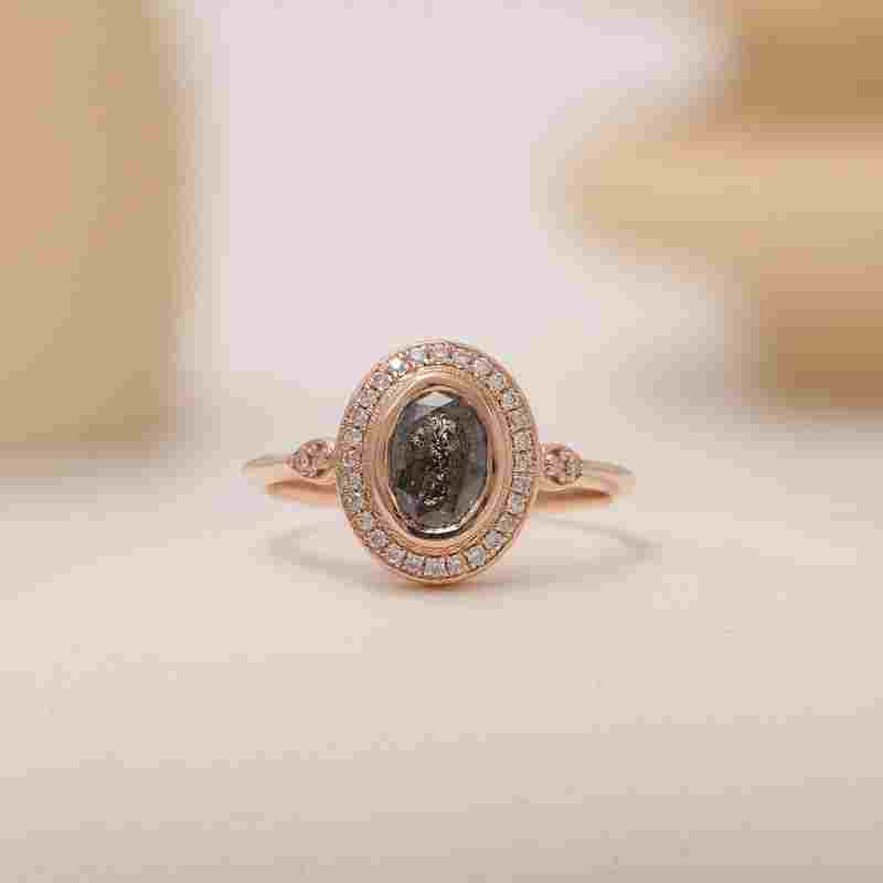 Vintage Salt And Pepper 1.31ct Diamond Ring