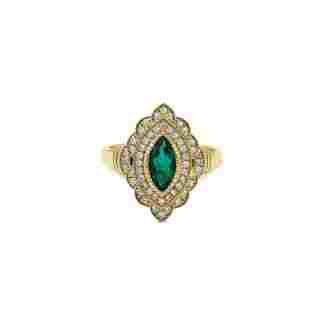 Marquise Cut Emerald And Diamond 1.63ct Ring