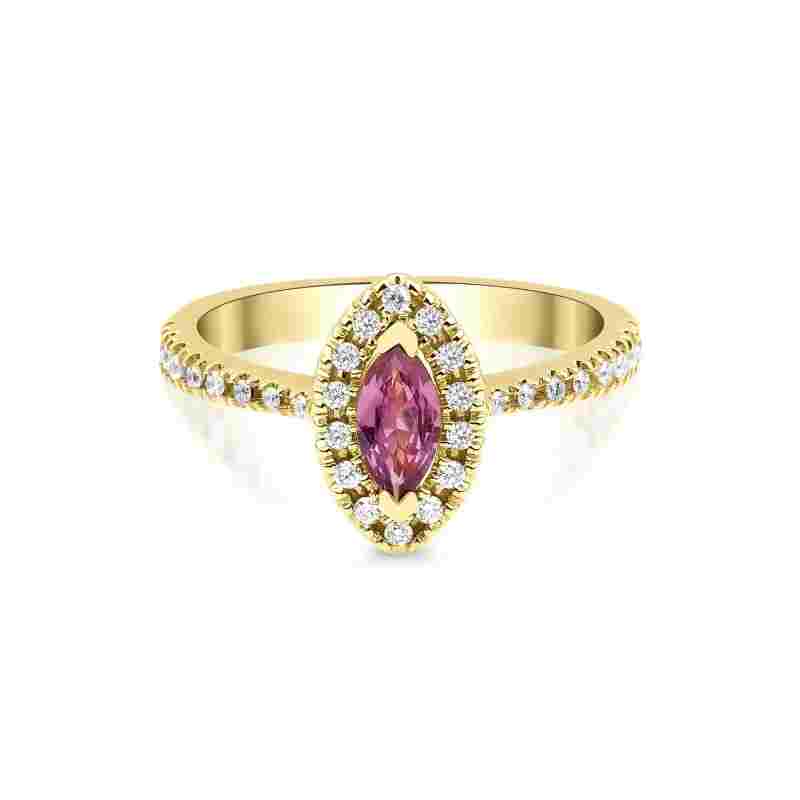 Peach Color 0.65ct Sapphire Ring