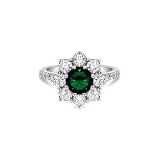 Emerald And Diamond 3.30ct Cluster Ring