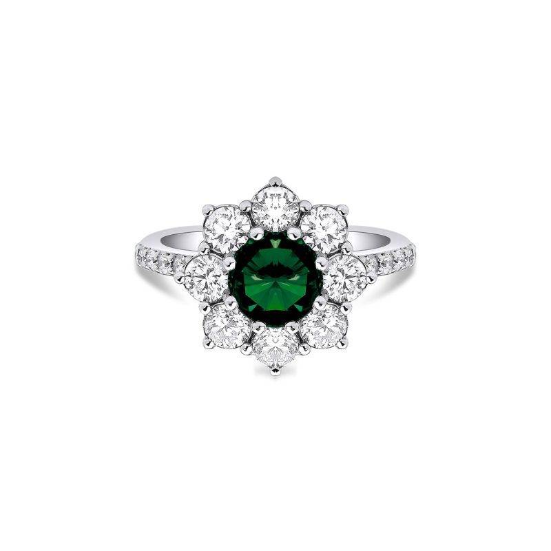 Emerald And Diamond 3.30ct Cluster Ring