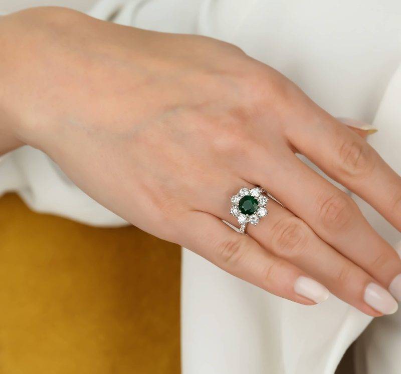 Emerald And Diamond 3.30ct Cluster Ring