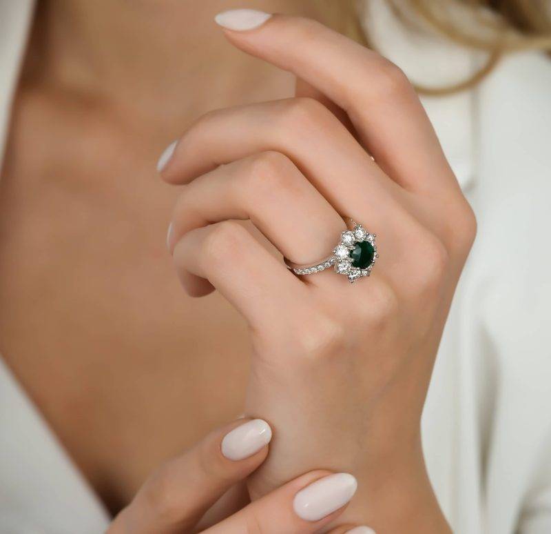 Emerald And Diamond 3.30ct Cluster Ring