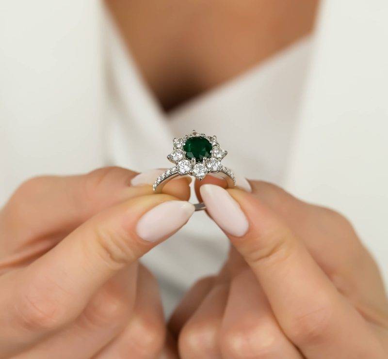 Emerald And Diamond 3.30ct Cluster Ring