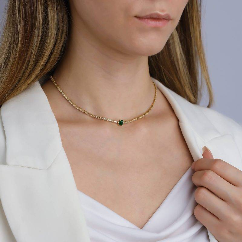 Emerald And Diamond 3.00ct Necklace