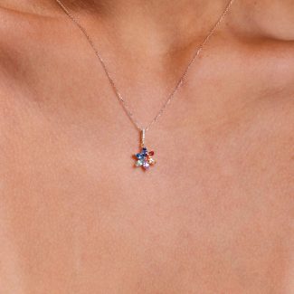 Rainbow Sapphire Flower 0.97ct Necklace