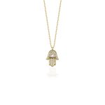 Hamsa Diamond And Solid Gold 0.33ct Necklace