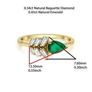 Emerald And Baguette 0.77ct Diamond Ring