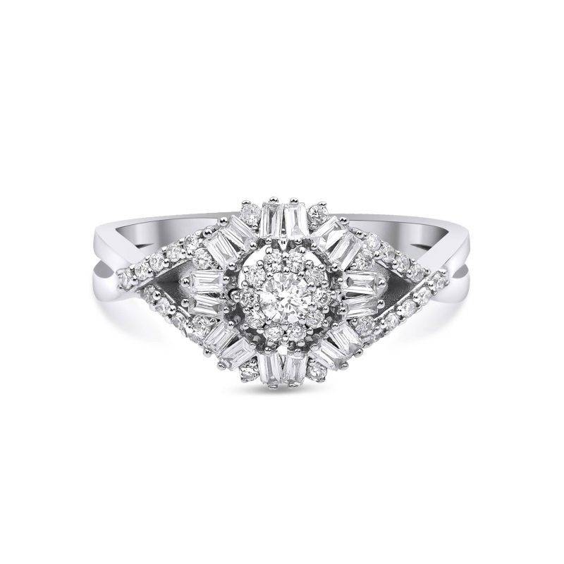 Baguette 0.52ct Diamond Cluster Ring