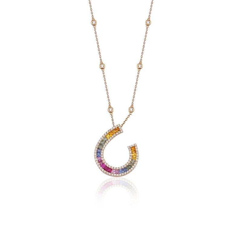 Rainbow Sapphire And Diamond 4.25ct Necklace