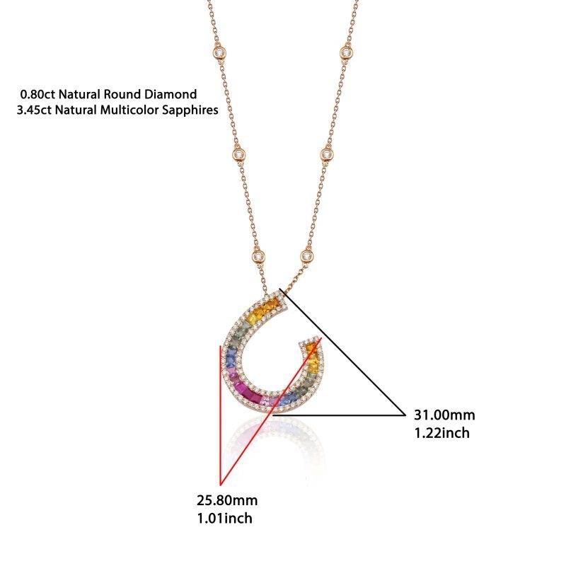 Rainbow Sapphire And Diamond 4.25ct Necklace