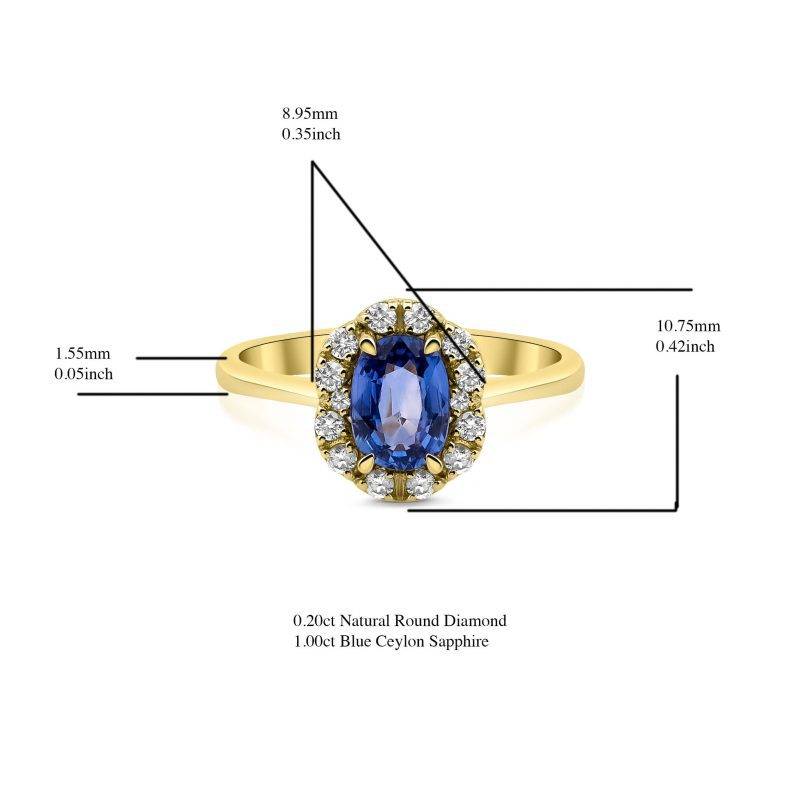 Blue Sapphire Engagement Diamond 1.20ct Ring