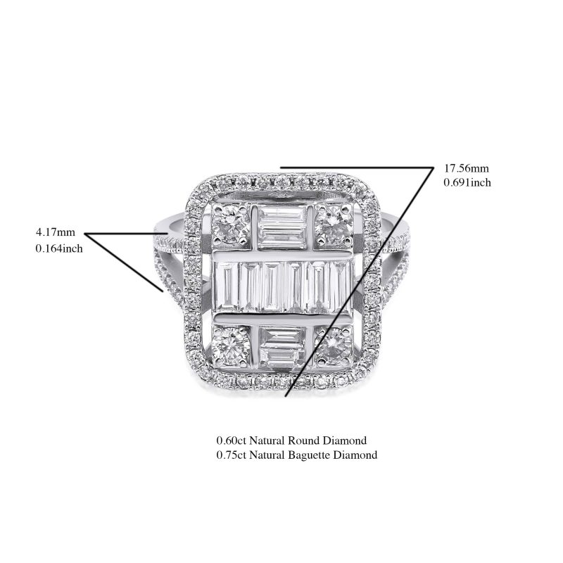 Baguette Diamond Cocktail 1.35ct Ring