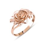 Rose and Leaf Solid Gold Ring