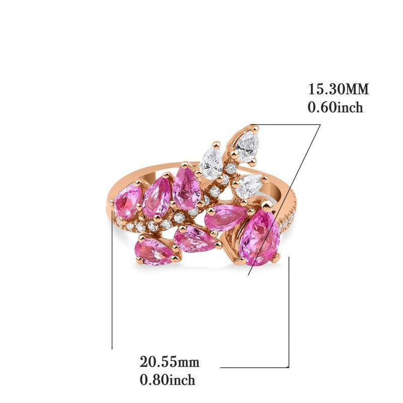 Pink Sapphire And Diamond Cluster 2.59ct Ring