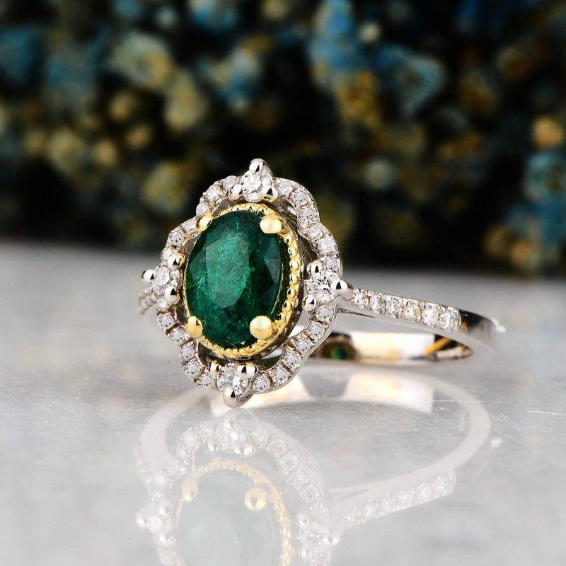 Emerald And Diamond 1.17ct Ring