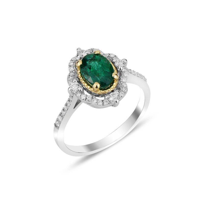 Emerald And Diamond 1.17ct Ring