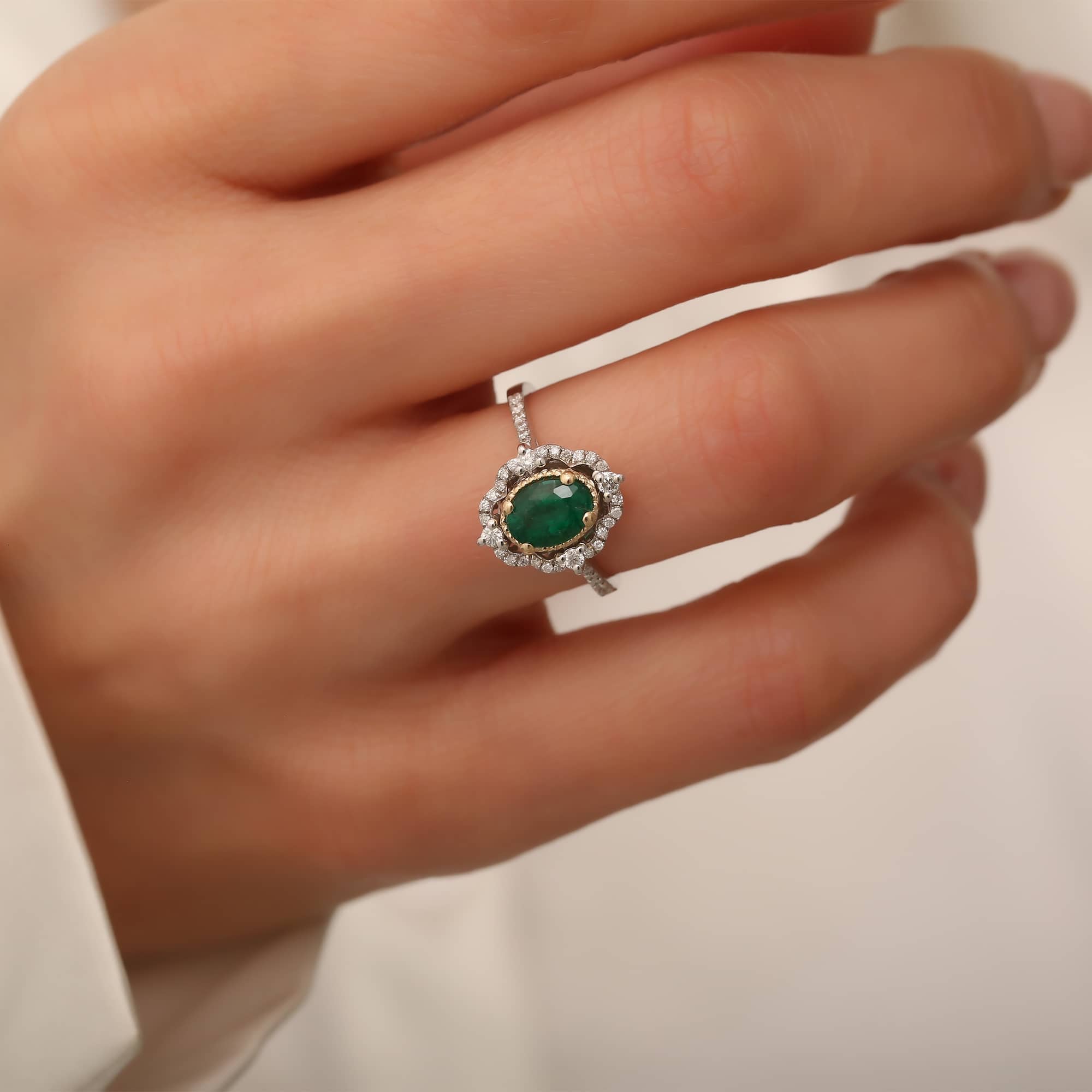 Emerald And Diamond 1.17ct Ring
