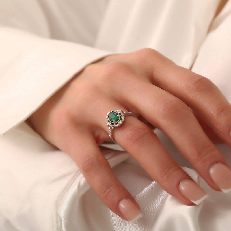 Emerald And Diamond 1.17ct Ring