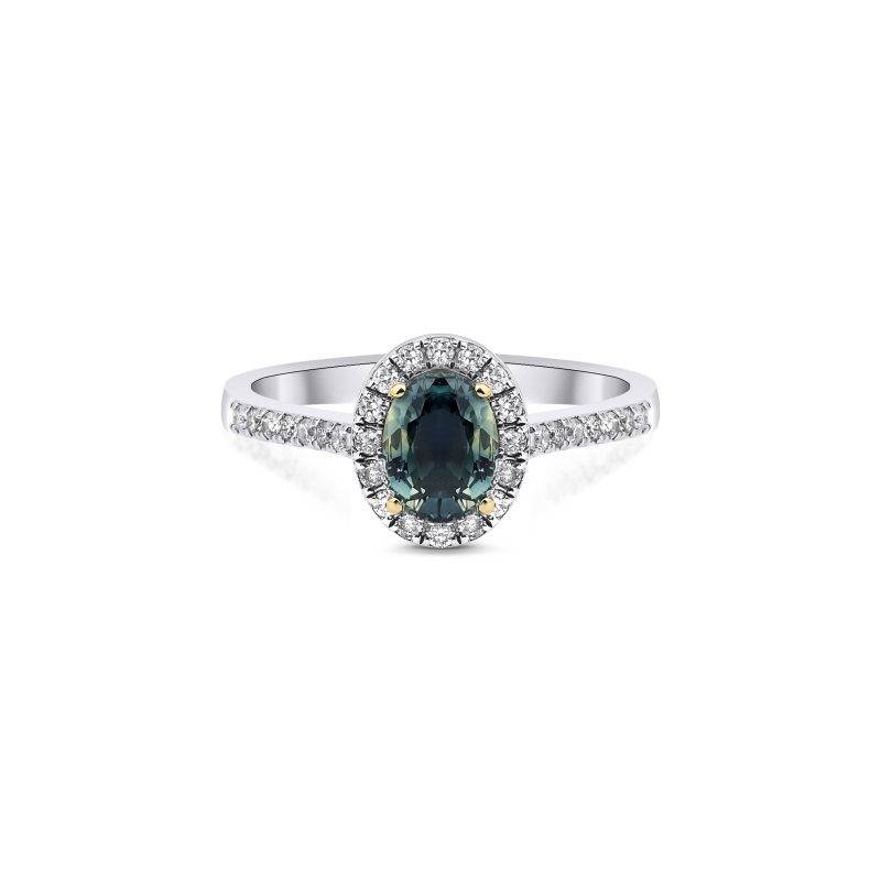 Teal Sapphire And Diamond 1.08ct Ring