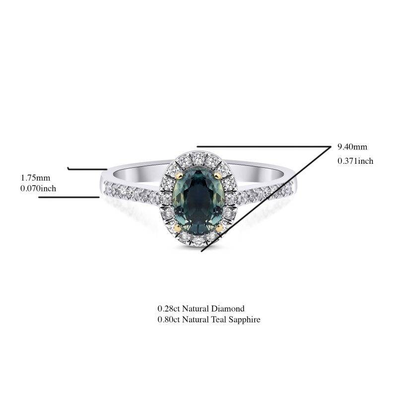 Teal Sapphire And Diamond 1.08ct Ring