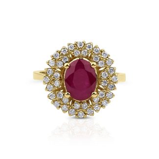 Ruby Diamond Cluster 1.75ct Ring