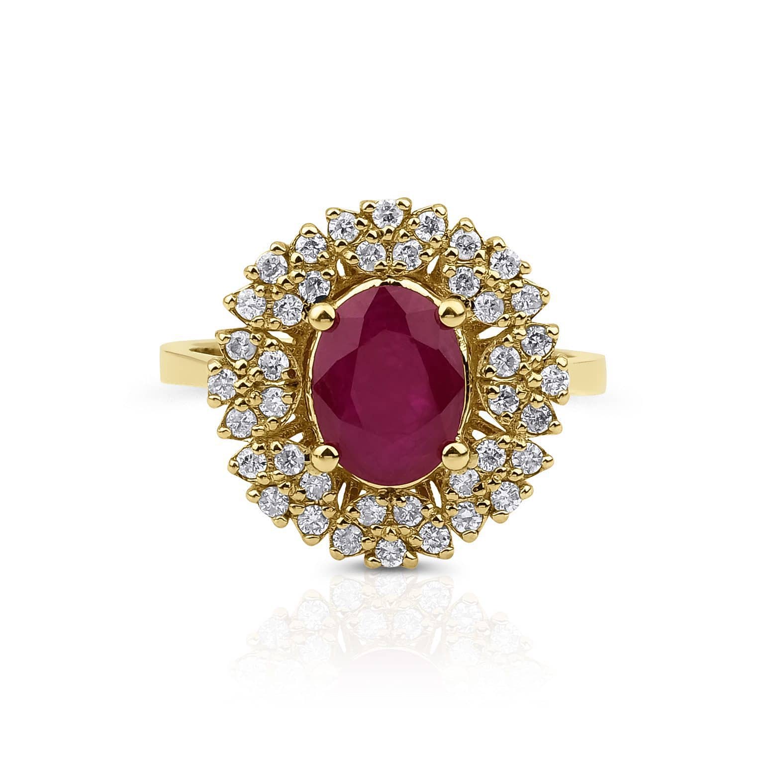 Ruby Diamond Cluster 1.75ct Ring