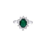 Emerald And Diamond Halo 2.09ct Ring