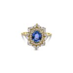 Ceylon Sapphire And Diamond Cluster 2.45ct Ring