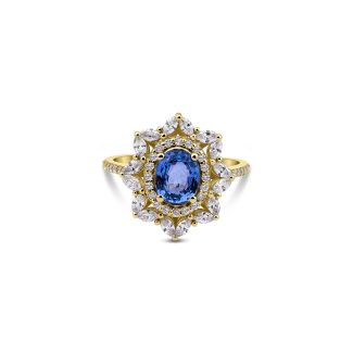 Ceylon Sapphire And Diamond Cluster 2.45ct Ring