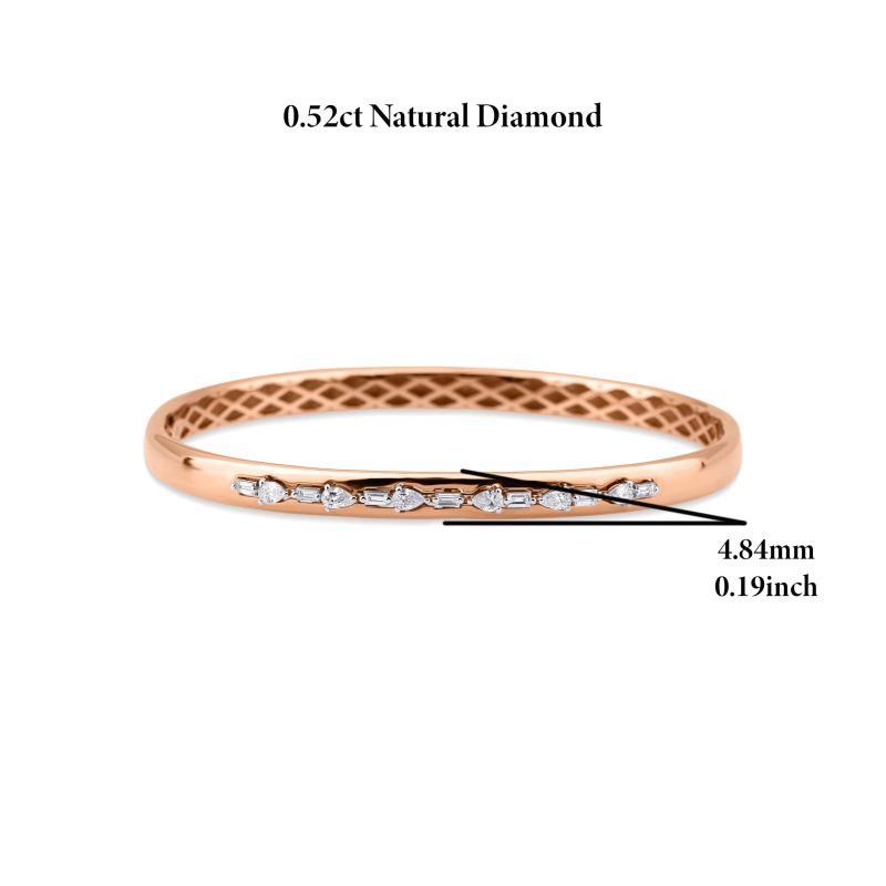 Mix Diamonds And Rose Gold Bangle 0.52ct Bracelet