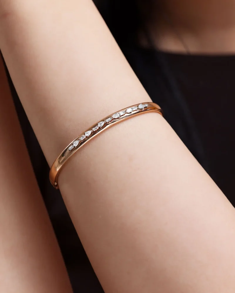 Mix Diamonds And Rose Gold Bangle 0.52ct Bracelet